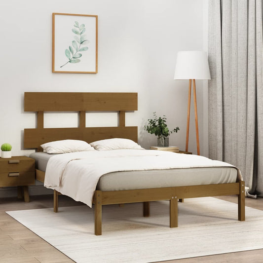 vidaXL Bed Frame Honey Brown Solid Wood 140x190 cm