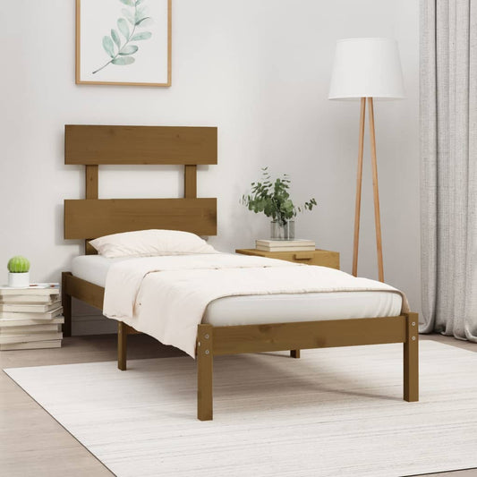 vidaXL Bed Frame Honey Brown Solid Wood 90x200 cm