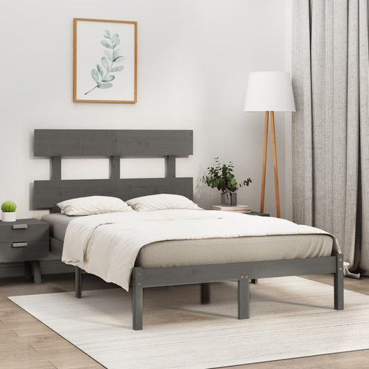 vidaXL Bed Frame Grey Solid Wood 140x200 cm