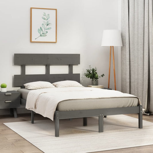 vidaXL Bed Frame Grey Solid Wood 150x200 cm King Size