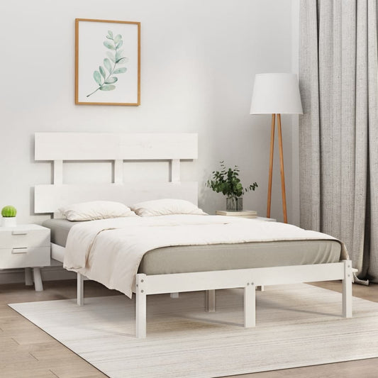 vidaXL Bed Frame White Solid Wood 160x200 cm