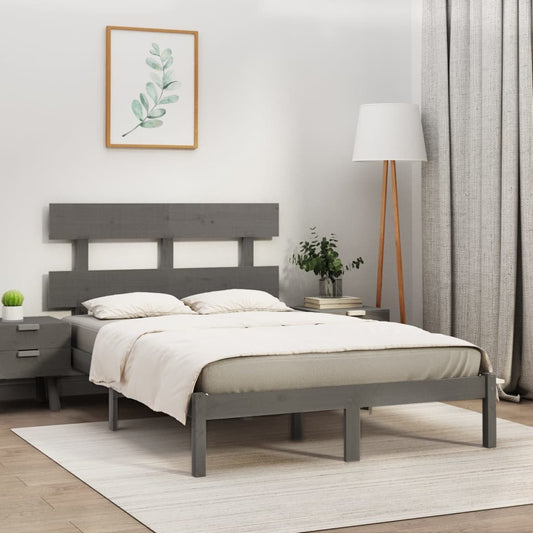 vidaXL Bed Frame Grey Solid Wood 180x200 cm Super King Size
