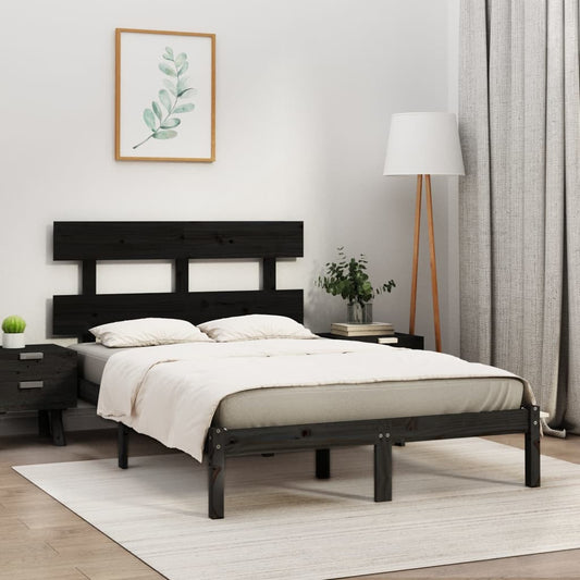 vidaXL Bed Frame Black Solid Wood 180x200 cm Super King Size