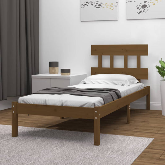 vidaXL Bed Frame Honey Brown Solid Wood 75x190 cm Small Single