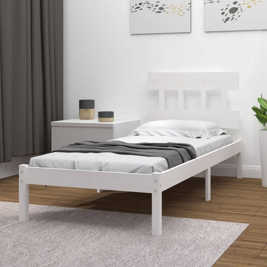 vidaXL Bed Frame White Solid Wood 100x200 cm