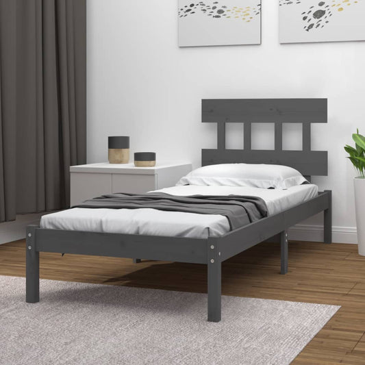 vidaXL Bed Frame Grey Solid Wood 100x200 cm