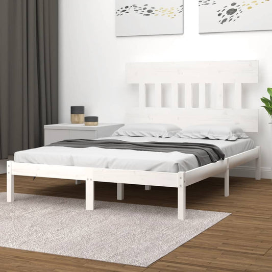 vidaXL Bed Frame White Solid Wood 140x200 cm