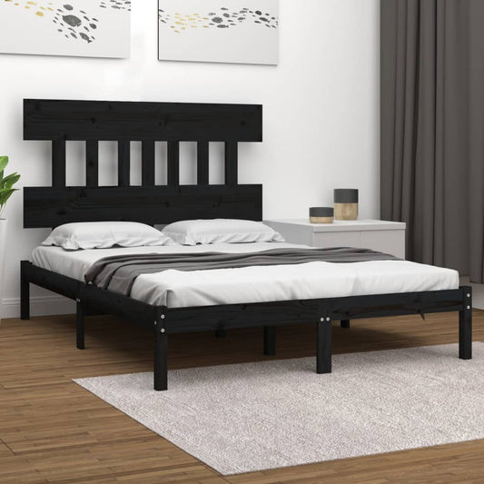 vidaXL Bed Frame Black Solid Wood 200x200 cm