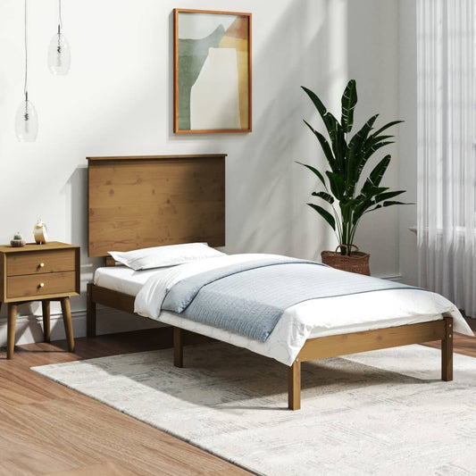 vidaXL Bed Frame Honey Brown Solid Wood 75x190 cm Small Single
