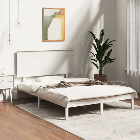 vidaXL Bed Frame White Solid Wood 120x190 cm Small Double