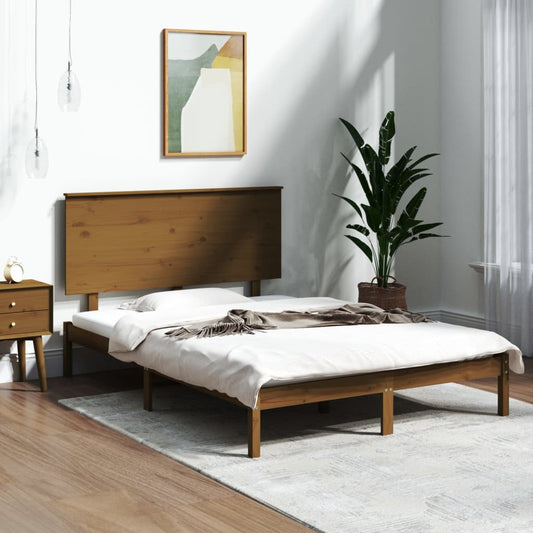 vidaXL Bed Frame Honey Brown Solid Wood 120x190 cm Small Double