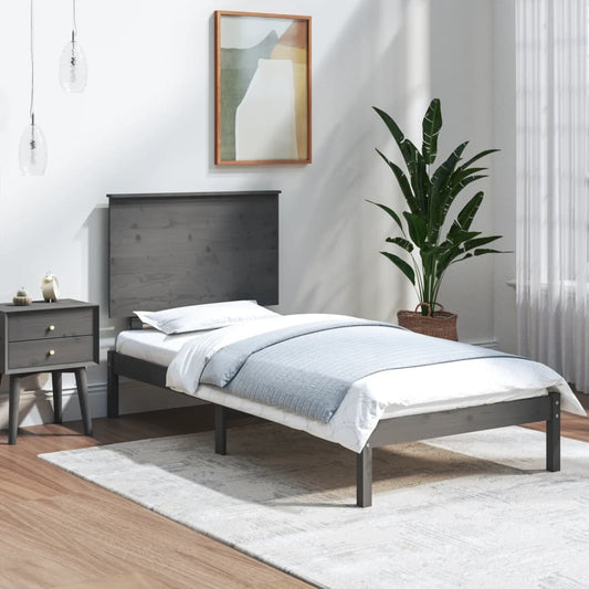 vidaXL Bed Frame Grey Solid Wood Pine 100x200 cm