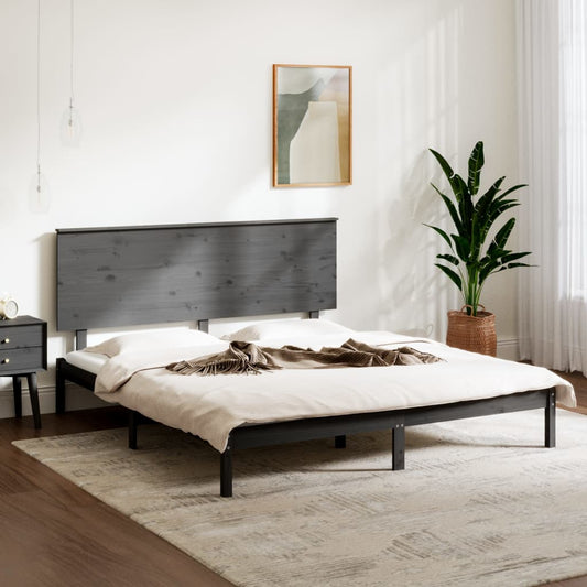 vidaXL Bed Frame Grey Solid Wood Pine 160x200 cm