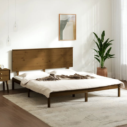 vidaXL Bed Frame Honey Brown Solid Wood Pine 200x200 cm
