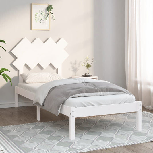 vidaXL Bed Frame White 90x190 cm Single Solid Wood