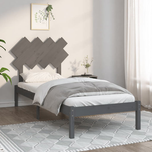 vidaXL Bed Frame Grey 90x200 cm Solid Wood