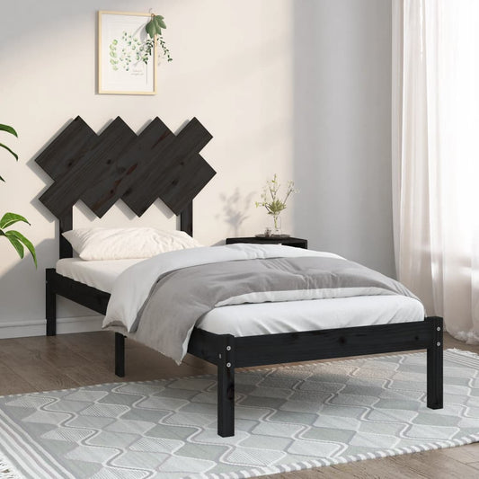 vidaXL Bed Frame Black 90x200 cm Solid Wood