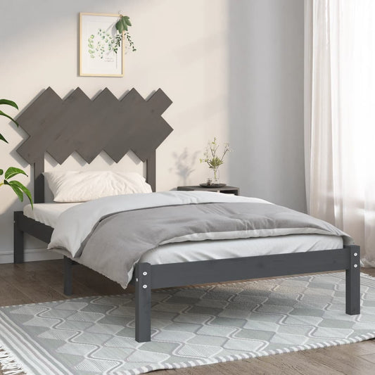 vidaXL Bed Frame Grey 100x200 cm Solid Wood