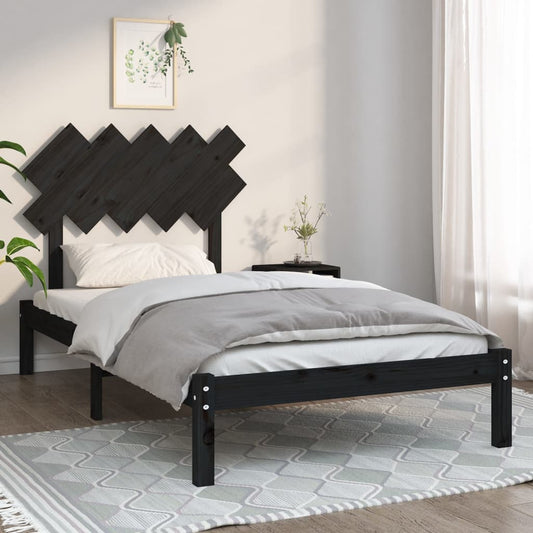 vidaXL Bed Frame Black 100x200 cm Solid Wood