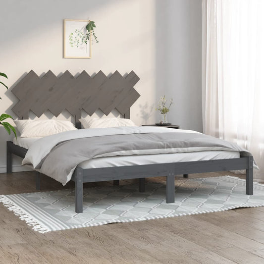 vidaXL Bed Frame Grey 140x200 cm Solid Wood