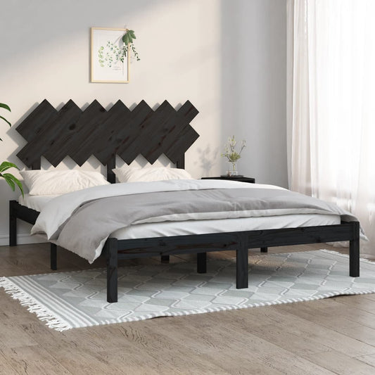 vidaXL Bed Frame Black 140x200 cm Solid Wood