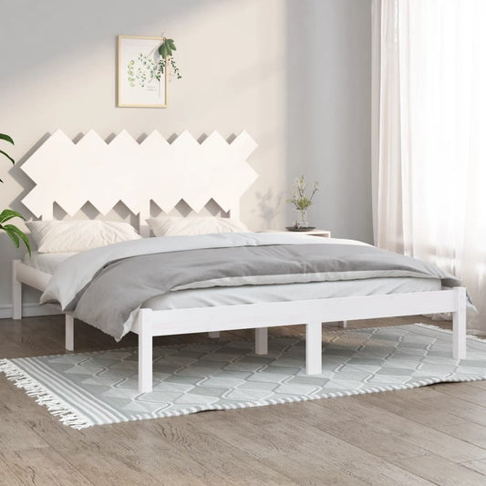 vidaXL Bed Frame White 150x200 cm King Size Solid Wood
