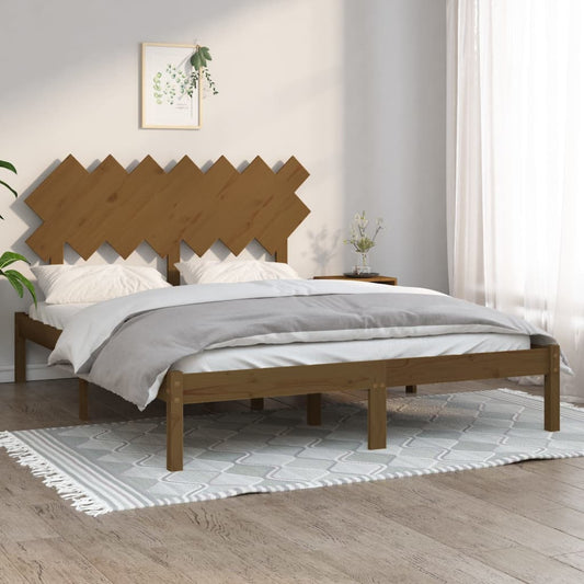 vidaXL Bed Frame Honey Brown 150x200 cm King Size Solid Wood