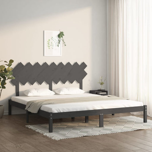 vidaXL Bed Frame Grey 180x200 cm Super King Size Solid Wood
