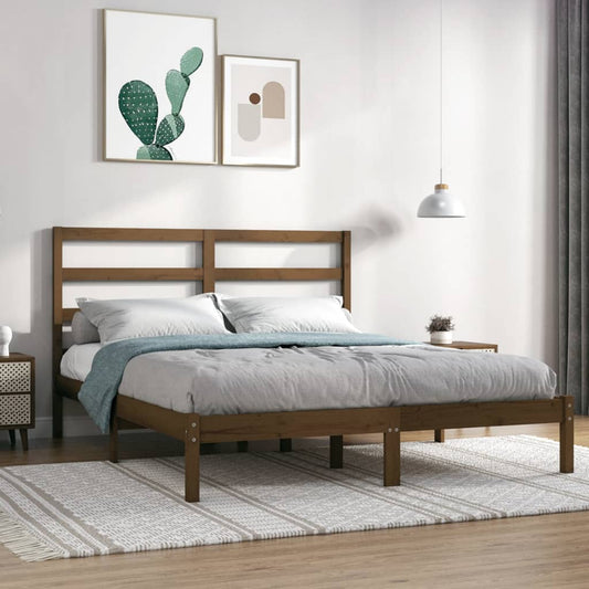 vidaXL Bed Frame Honey Brown Solid Wood 120x190 cm Small Double
