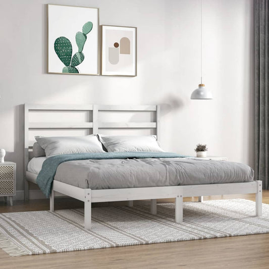 vidaXL Bed Frame White Solid Wood 135x190 cm Double