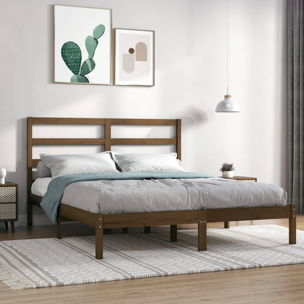 vidaXL Bed Frame Honey Brown Solid Wood Pine 120x200 cm