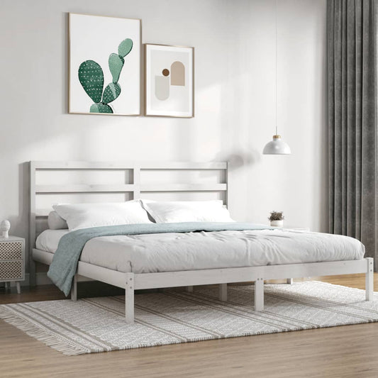 vidaXL Bed Frame White Solid Wood 180x200 cm Super King Size