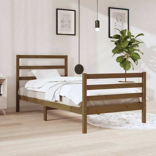 vidaXL Bed Frame Honey Brown Solid Wood Pine 90x200 cm
