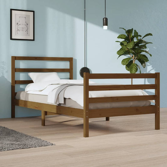 vidaXL Bed Frame Honey Brown Solid Wood Pine 100x200 cm