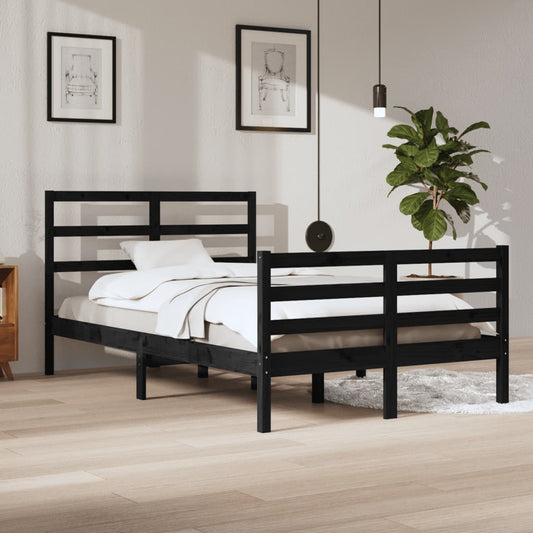 vidaXL Bed Frame Black Solid Wood Pine 120x200 cm