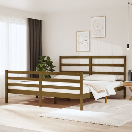 vidaXL Bed Frame Honey Brown Solid Wood Pine 180x200 cm Super King Size