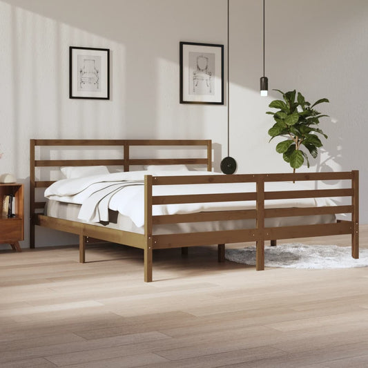 vidaXL Bed Frame Honey Brown Solid Wood Pine 200x200 cm