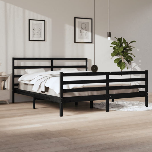vidaXL Bed Frame Black Solid Wood Pine 200x200 cm