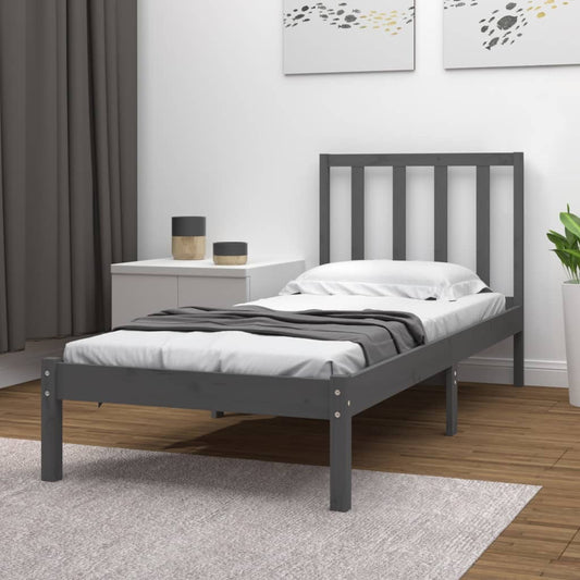 vidaXL Bed Frame Grey Solid Wood Pine 90x200 cm