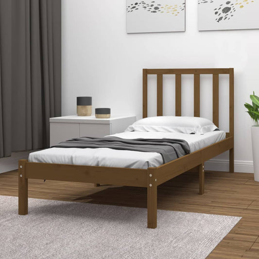 vidaXL Bed Frame Honey Brown Solid Wood Pine 100x200 cm