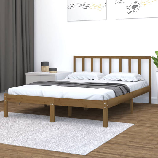 vidaXL Bed Frame Honey Brown Solid Wood Pine 140x200 cm