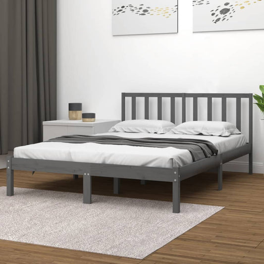 vidaXL Bed Frame Grey Solid Wood Pine 200x200 cm