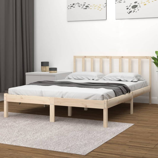 vidaXL Bed Frame Solid Wood Pine 140x190 cm
