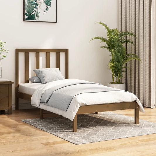 vidaXL Bed Frame Honey Brown Solid Wood 75x190 cm Small Single