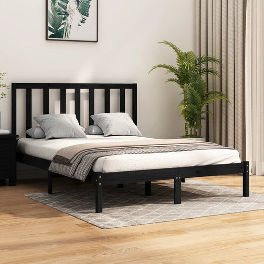 vidaXL Bed Frame Black Solid Wood Pine 120x200 cm