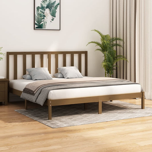 vidaXL Bed Frame Honey Brown Solid Wood Pine 180x200 cm Super King Size