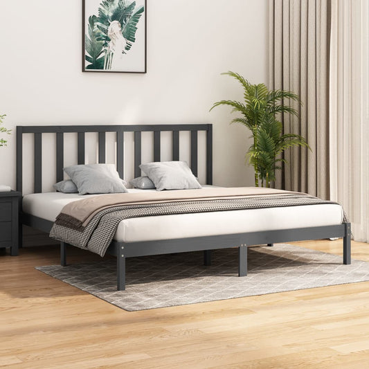 vidaXL Bed Frame Grey Solid Wood Pine 200x200 cm