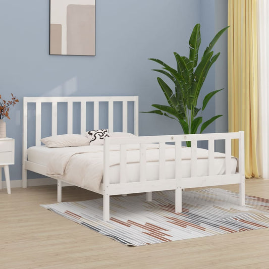 vidaXL Bed Frame White Solid Wood 120x190 cm Small Double