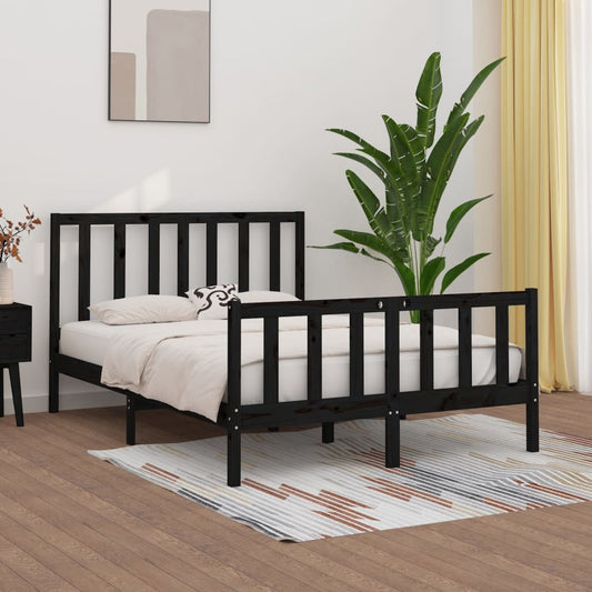 vidaXL Bed Frame Black Solid Wood 140x190 cm