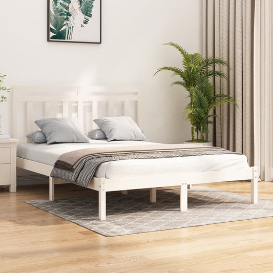 vidaXL Bed Frame White Solid Wood 120x190 cm Small Double